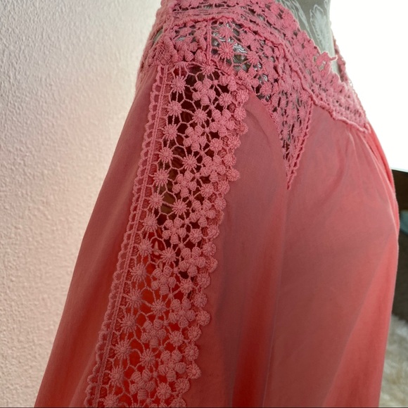 Sundance Pink Crochet Back Tunic Top Cotton Small - Picture 6 of 12
